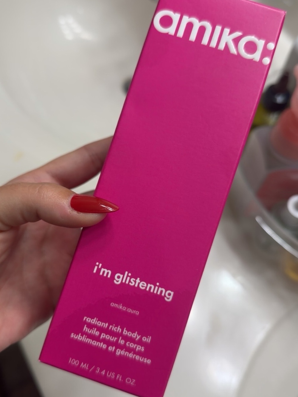 amika bright pink I'm Glistening Radiant Rich Body Oil